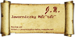 Javorniczky Máté névjegykártya